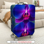 1-Piece Orchid Blue Purple Floral Nature Exotic  Suitcase Luggage Cover, Stretch Protective Sleeve