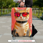 1-Piece Animal Art Red Texture Vintage Creative Fun  Suitcase Luggage Cover, Stretch Protective Sleeve