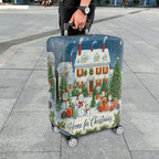 1-Piece Snowman Christmas Celebration Winter Holiday Gift House  Suitcase Luggage Cover, Stretch Protective Sleeve