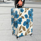 1-Piece Blue Floral Print Decorative  Suitcase Luggage Cover, Stretch Protective Sleeve
