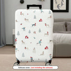 1-Piece Snowy Landscape Holiday Dog Winter Christmas Tree  Suitcase Luggage Cover, Stretch Protective Sleeve