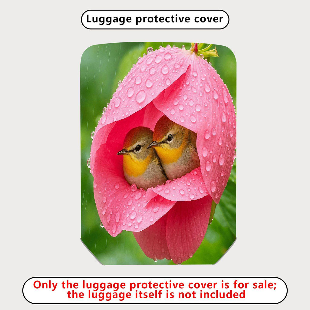 1-Piece Cute Floral Bird Nature Water Drop  Suitcase Luggage Cover, Stretch Protective Sleeve