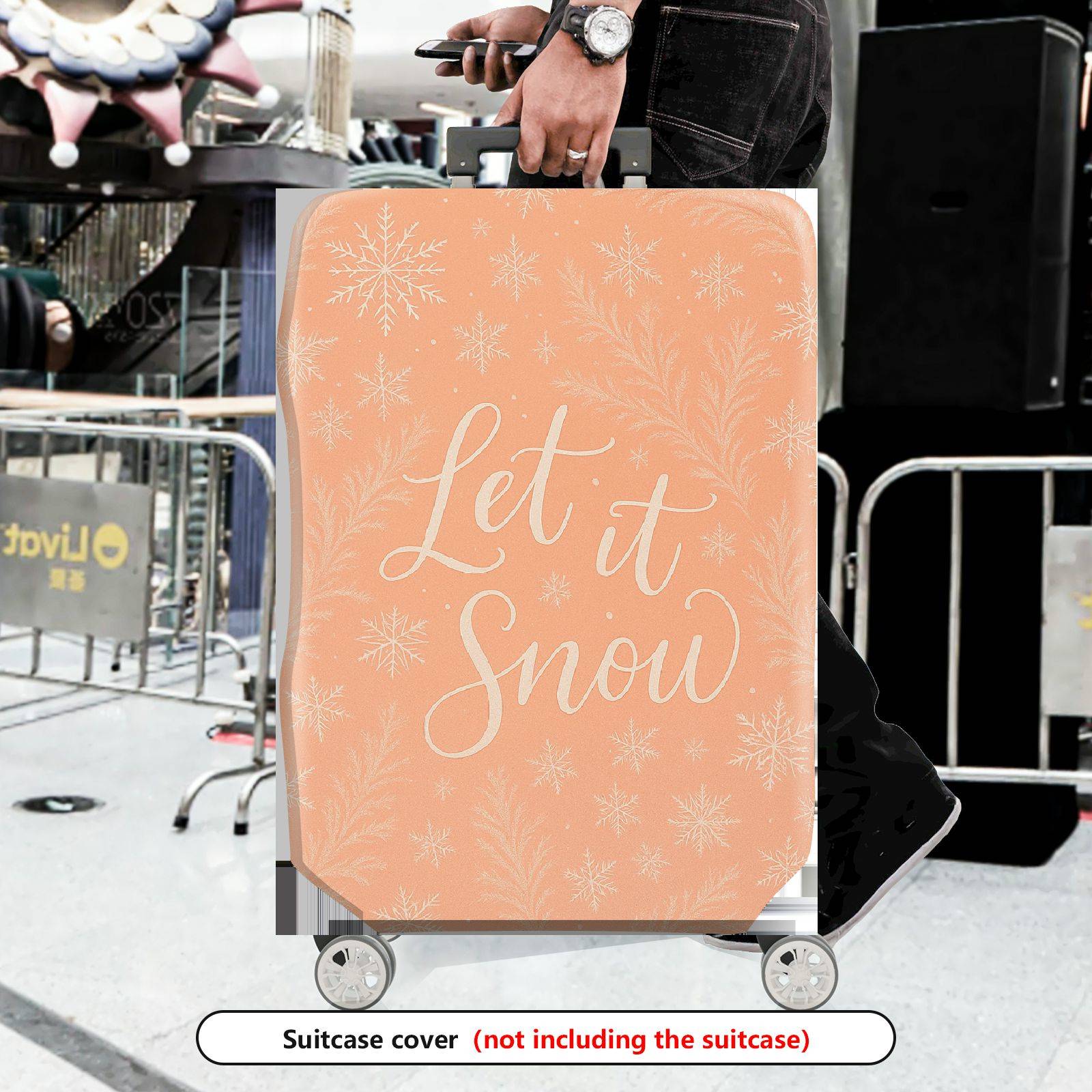 1-Piece Snowflake Winter Holiday Christmas Festive Snow  Suitcase Luggage Cover, Stretch Protective Sleeve