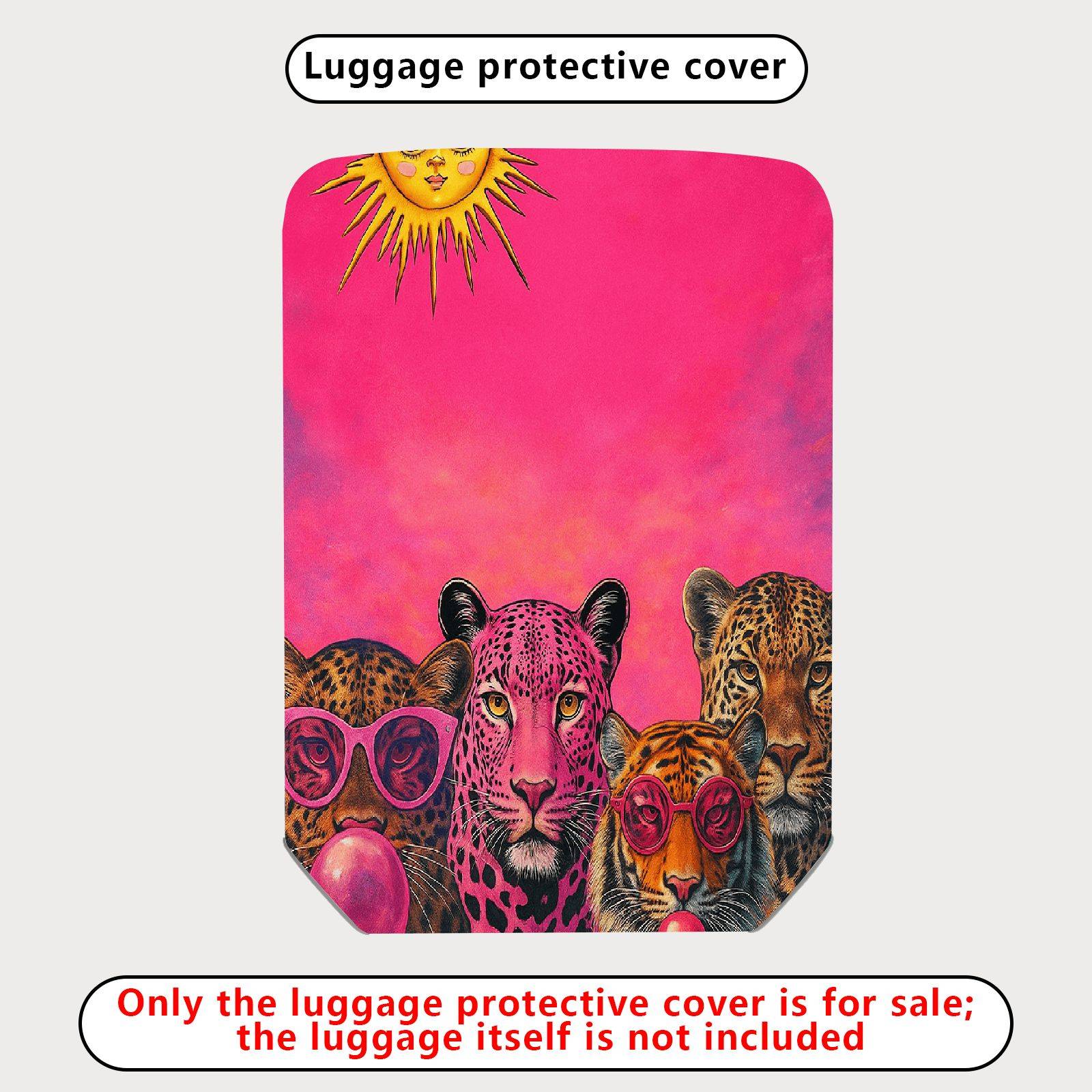 1-Piece Sun Leopard Tiger Pink Vibrant Artistic  Suitcase Luggage Cover, Stretch Protective Sleeve