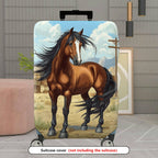 1-Piece Horse Western Countryside Vintage Scenery Artistic  Suitcase Luggage Cover, Stretch Protective Sleeve