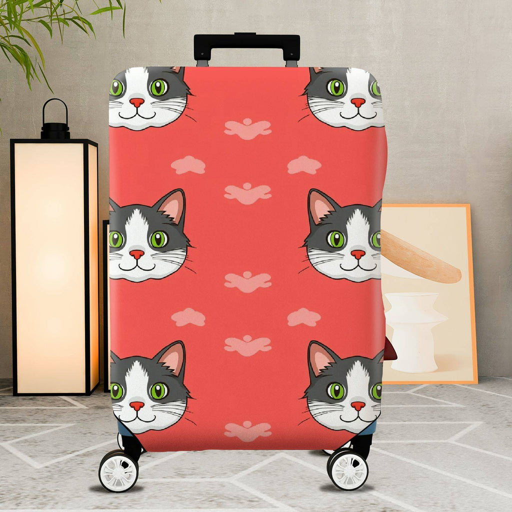 1-Piece Cat Animal  Cute Fun Playful Design  Suitcase Luggage Cover, Stretch Protective Sleeve