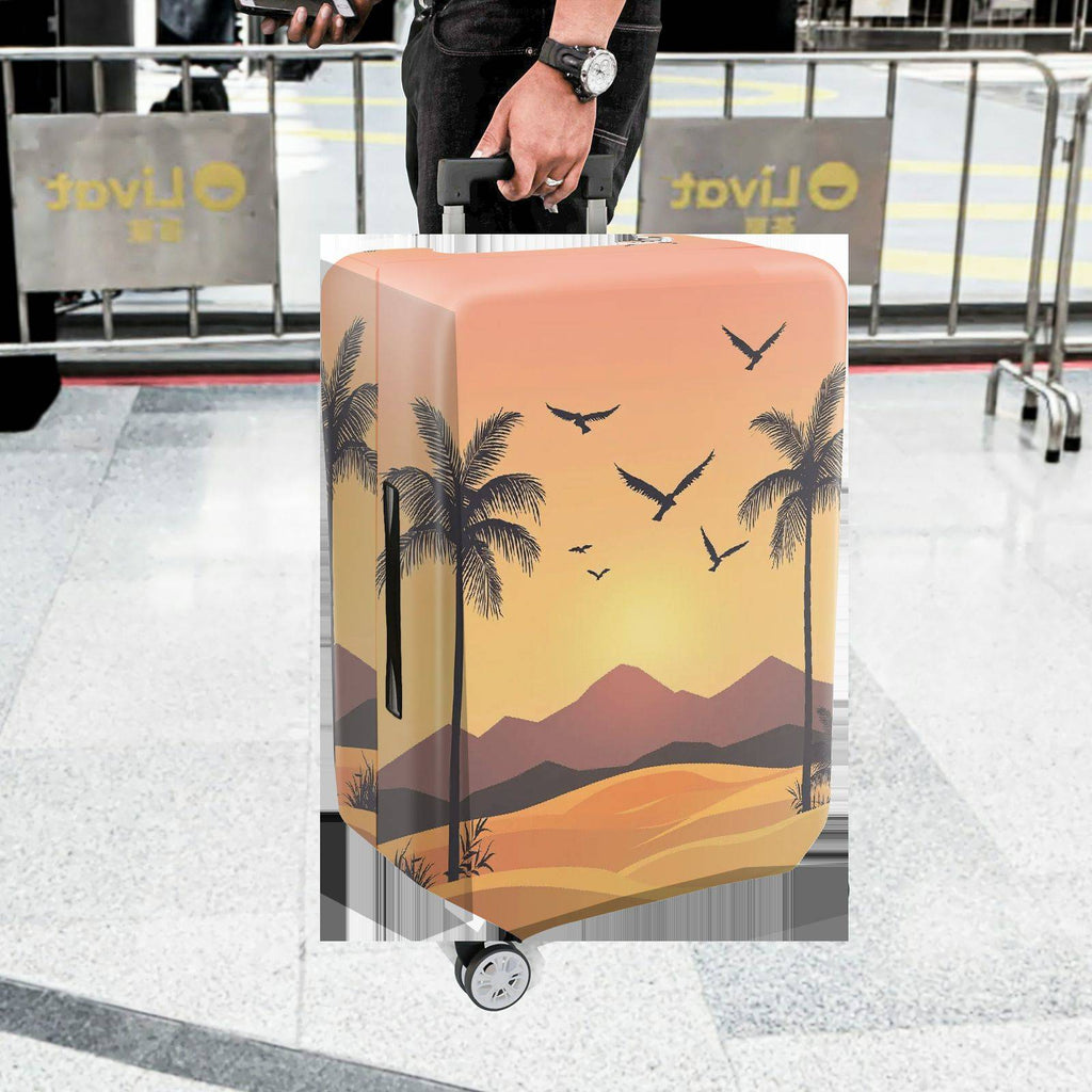 1-Piece Sunset Beach Tropical Birds Mountain Landscape Nature Scene  Suitcase Luggage Cover, Stretch Protective Sleeve