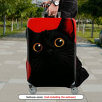 1-Piece Black Cat Red Colorful Artistic Unique Cute  Suitcase Luggage Cover, Stretch Protective Sleeve
