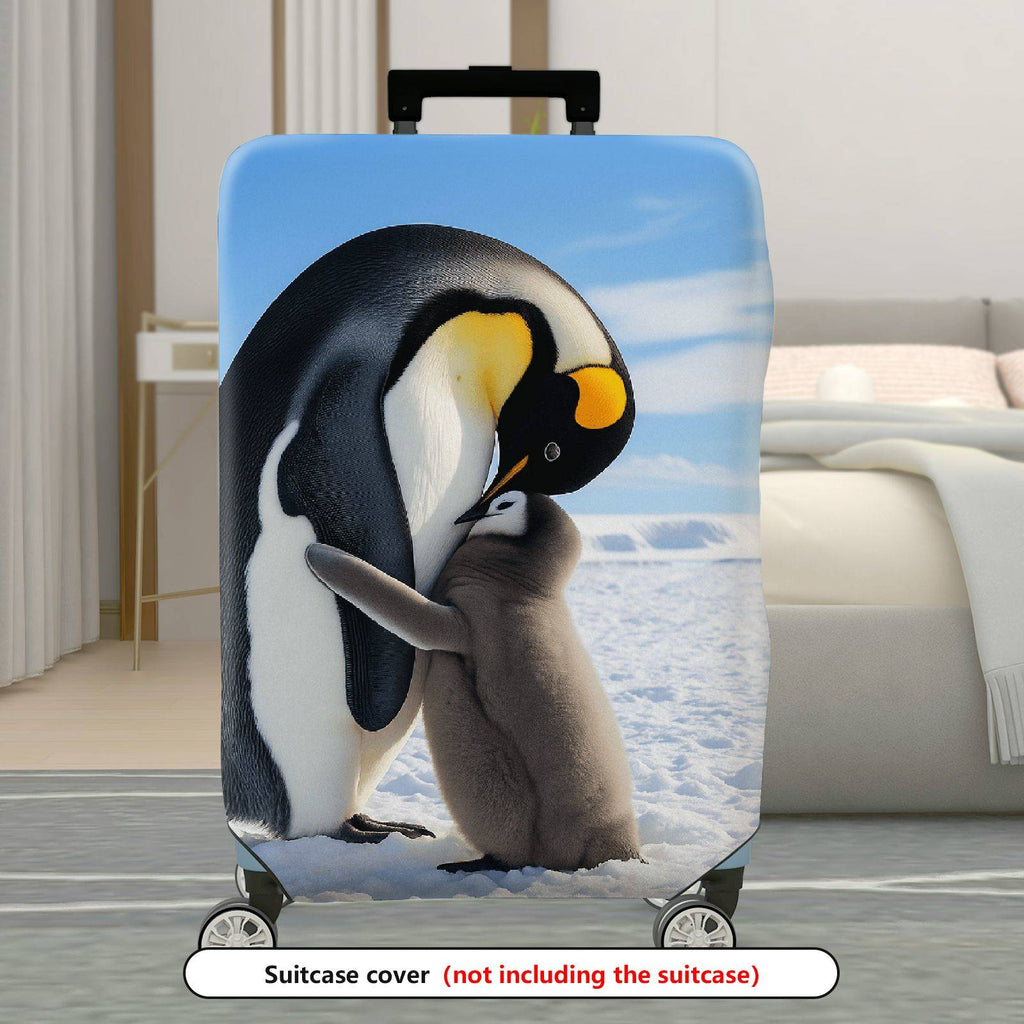 1-Piece Penguin Arctic Snow Cute Family Love Warm  Suitcase Luggage Cover, Stretch Protective Sleeve