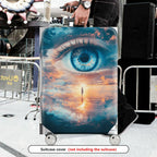 1-Piece Surreal Eye Landscape Reflection Clouds Blue  Suitcase Luggage Cover, Stretch Protective Sleeve