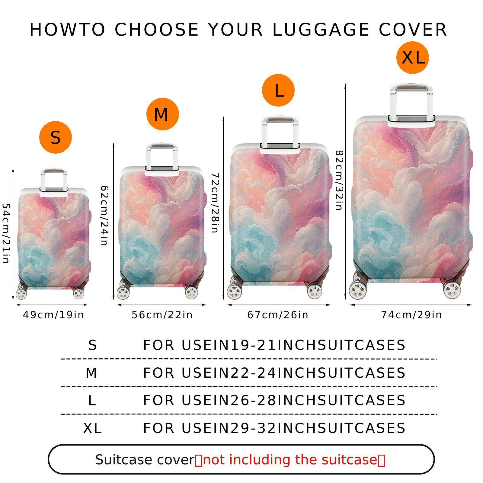 1-Piece Abstract Colorful Cloud Pattern  Suitcase Luggage Cover, Stretch Protective Sleeve