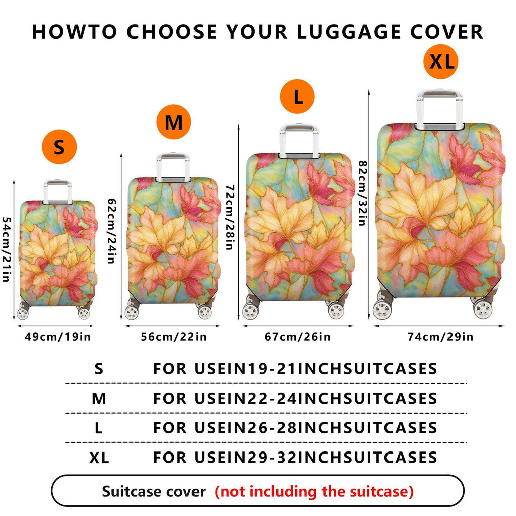 1-Piece Autumn Leaves Vibrant Colorful Artistic Fall Theme  Suitcase Luggage Cover, Stretch Protective Sleeve
