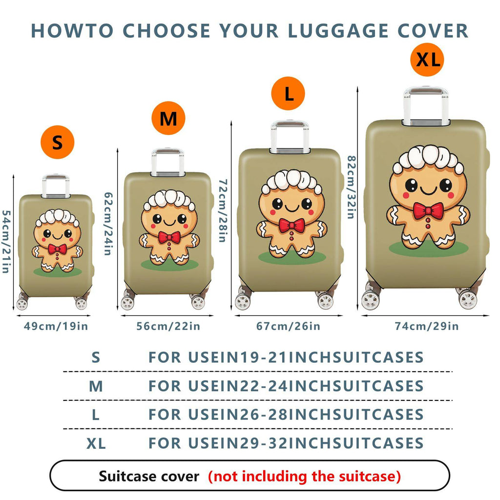 1-Piece Cute  Gingerbread Christmas Holiday Fun Festive  Suitcase Luggage Cover, Stretch Protective Sleeve