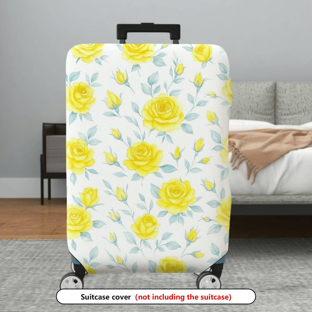 1-Piece Yellow Rose Floral Pattern Elegant Stylish Bright Cheerful  Suitcase Luggage Cover, Stretch Protective Sleeve