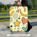 1-Piece Abstract Retro Colorful Star Heart Spiral Dot  Suitcase Luggage Cover, Stretch Protective Sleeve