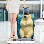 1-Piece Cute Bear Floral Blue Sky Butterfly  Suitcase Luggage Cover, Stretch Protective Sleeve