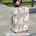 1-Piece Swan Feather Elegant Graceful Pink Artistic  Suitcase Luggage Cover, Stretch Protective Sleeve