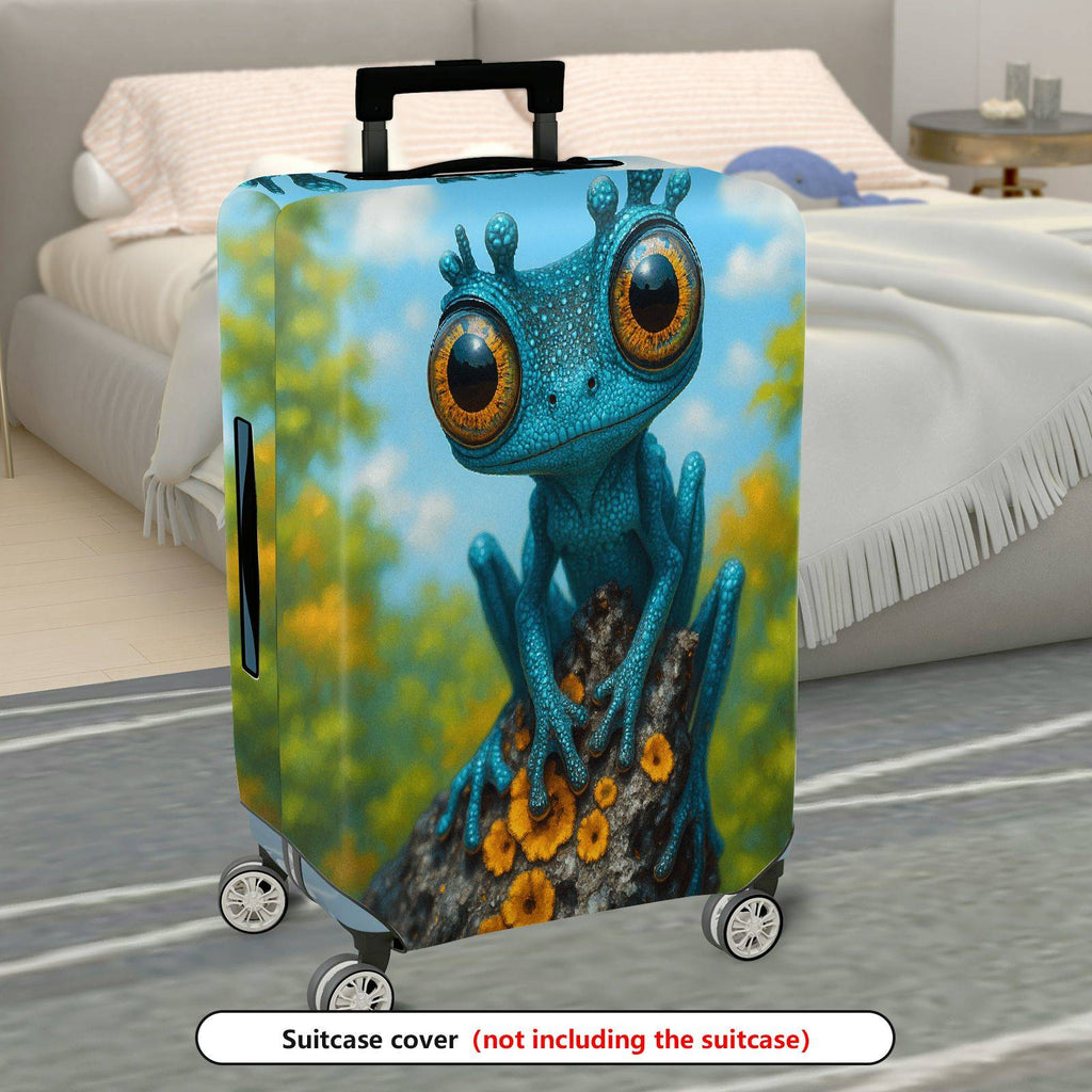 1-Piece Blue Frog Forest Nature  Cute Animal  Suitcase Luggage Cover, Stretch Protective Sleeve