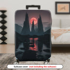 1-Piece Fantasy Landscape Red Moon Night Sky Mountain Reflection  Suitcase Luggage Cover, Stretch Protective Sleeve