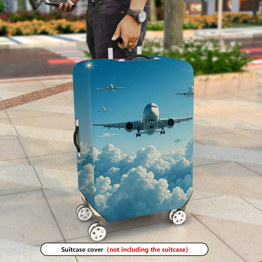 1-Piece Airplane Cloud Sky Travel Adventure Journey  Suitcase Luggage Cover, Stretch Protective Sleeve