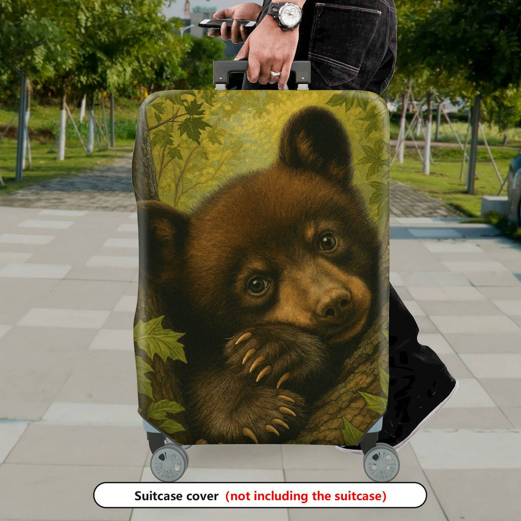 1-Piece Cute Bear Nature Forest Animal Tree  Suitcase Luggage Cover, Stretch Protective Sleeve