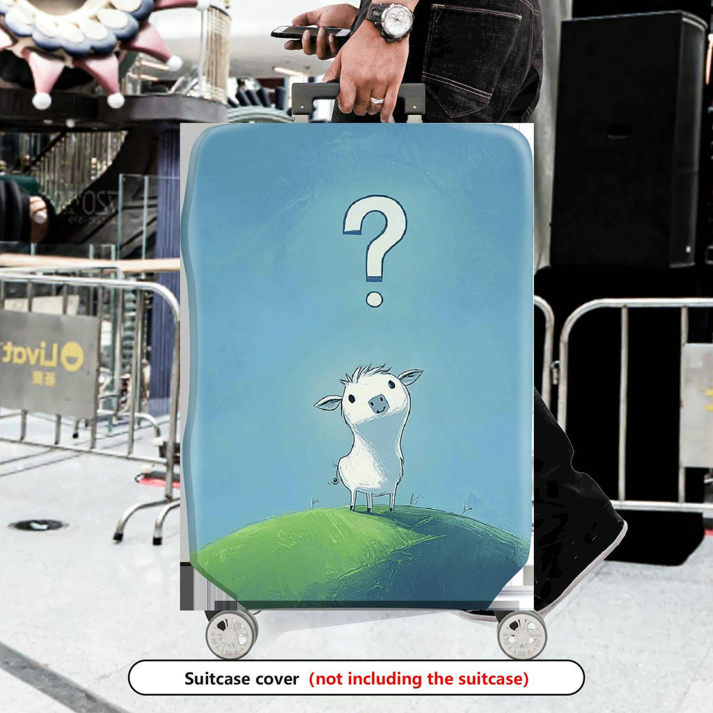 1-Piece Animal Question Mark Cute Adorable Blue  Suitcase Luggage Cover, Stretch Protective Sleeve