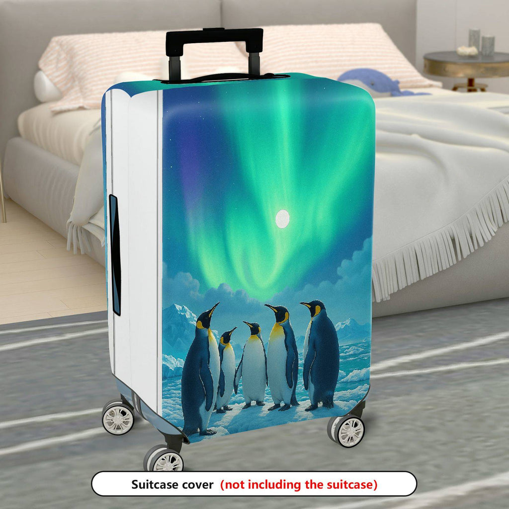 1-Piece Aurora Penguin Ice Landscape Glacier Winter  Suitcase Luggage Cover, Stretch Protective Sleeve