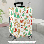 1-Piece Christmas Gingerbread Reindeer Snowman Festive Holiday  Suitcase Luggage Cover, Stretch Protective Sleeve
