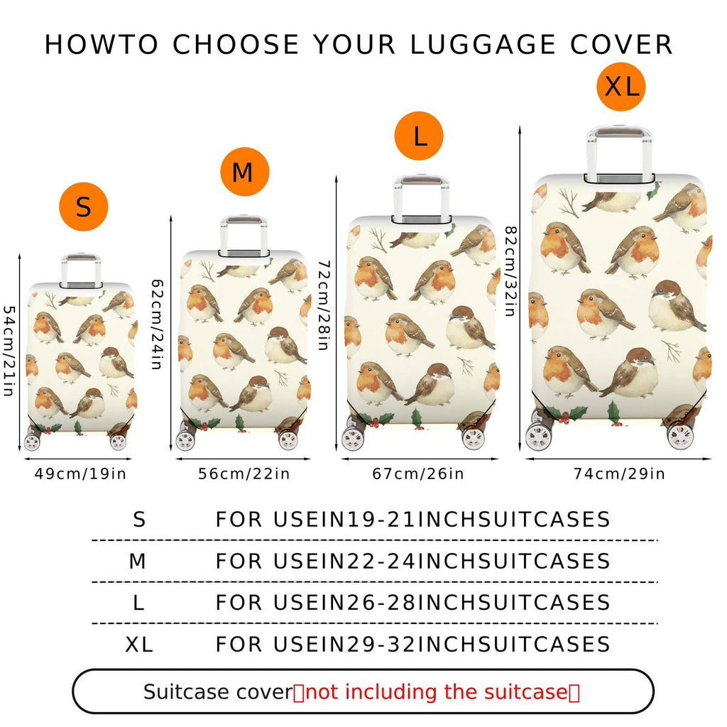 1-Piece Bird Nature Christmas Holiday Decorative  Suitcase Luggage Cover, Stretch Protective Sleeve