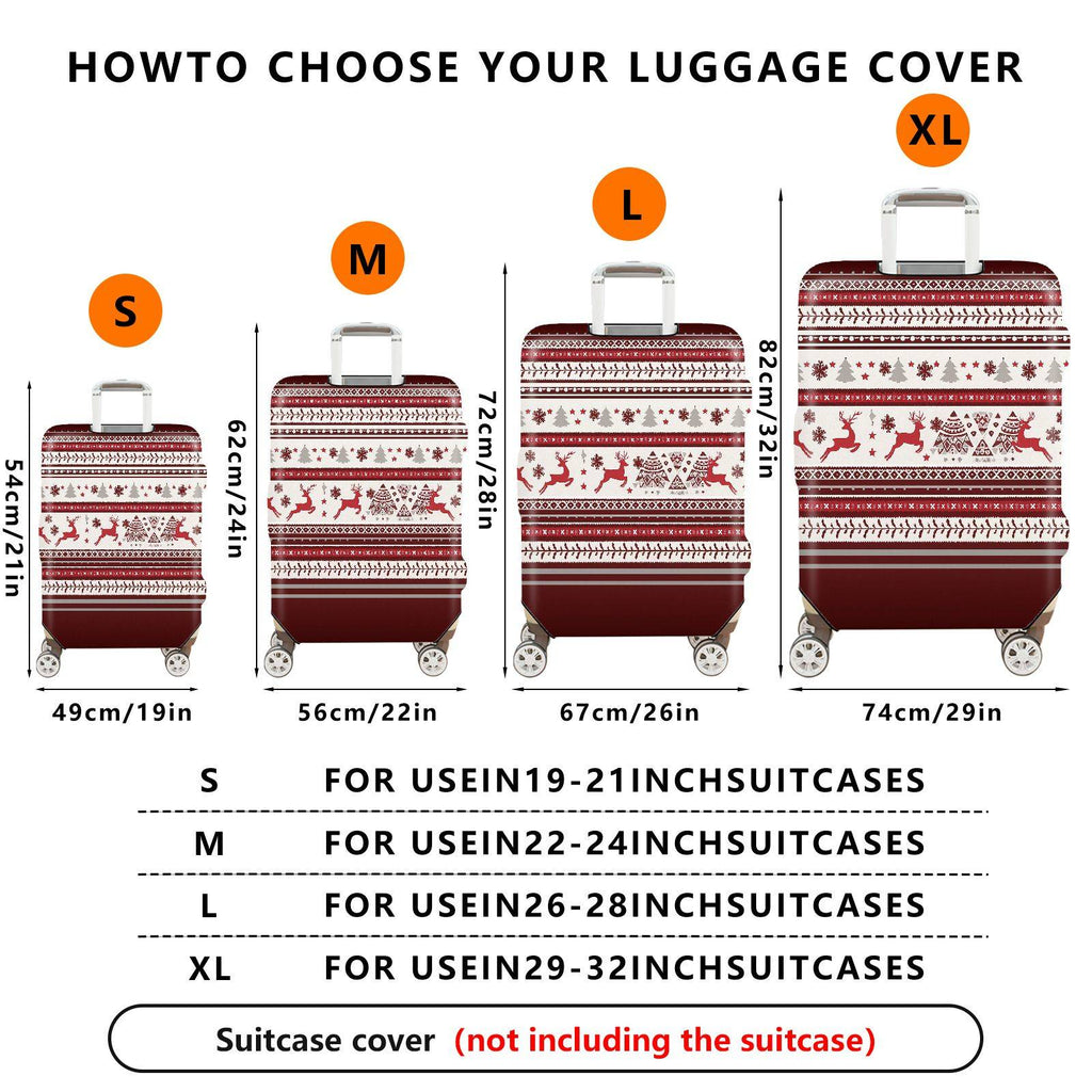 1-Piece Reindeer Snowflakes Christmas Winter Holiday Festive  Suitcase Luggage Cover, Stretch Protective Sleeve