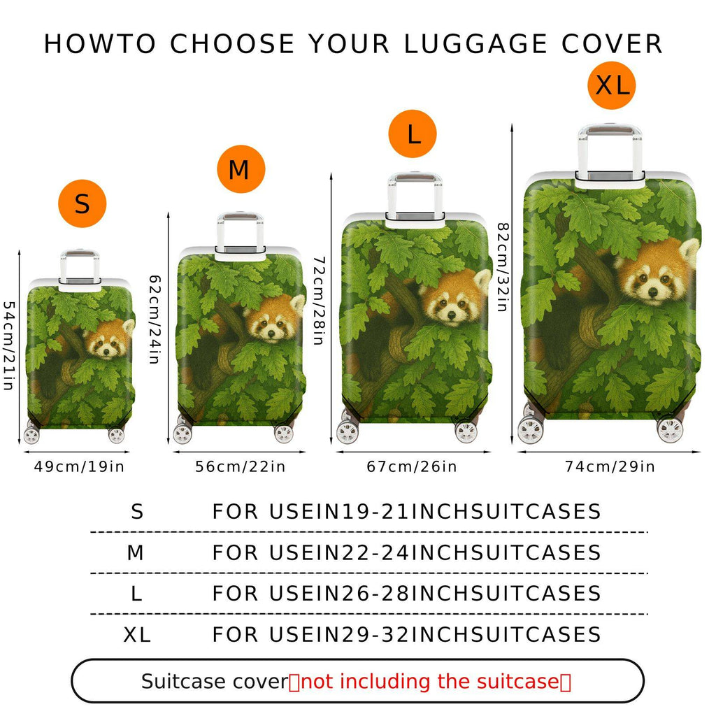 1-Piece Cute Green Forest Animal Red Panda Nature  Suitcase Luggage Cover, Stretch Protective Sleeve