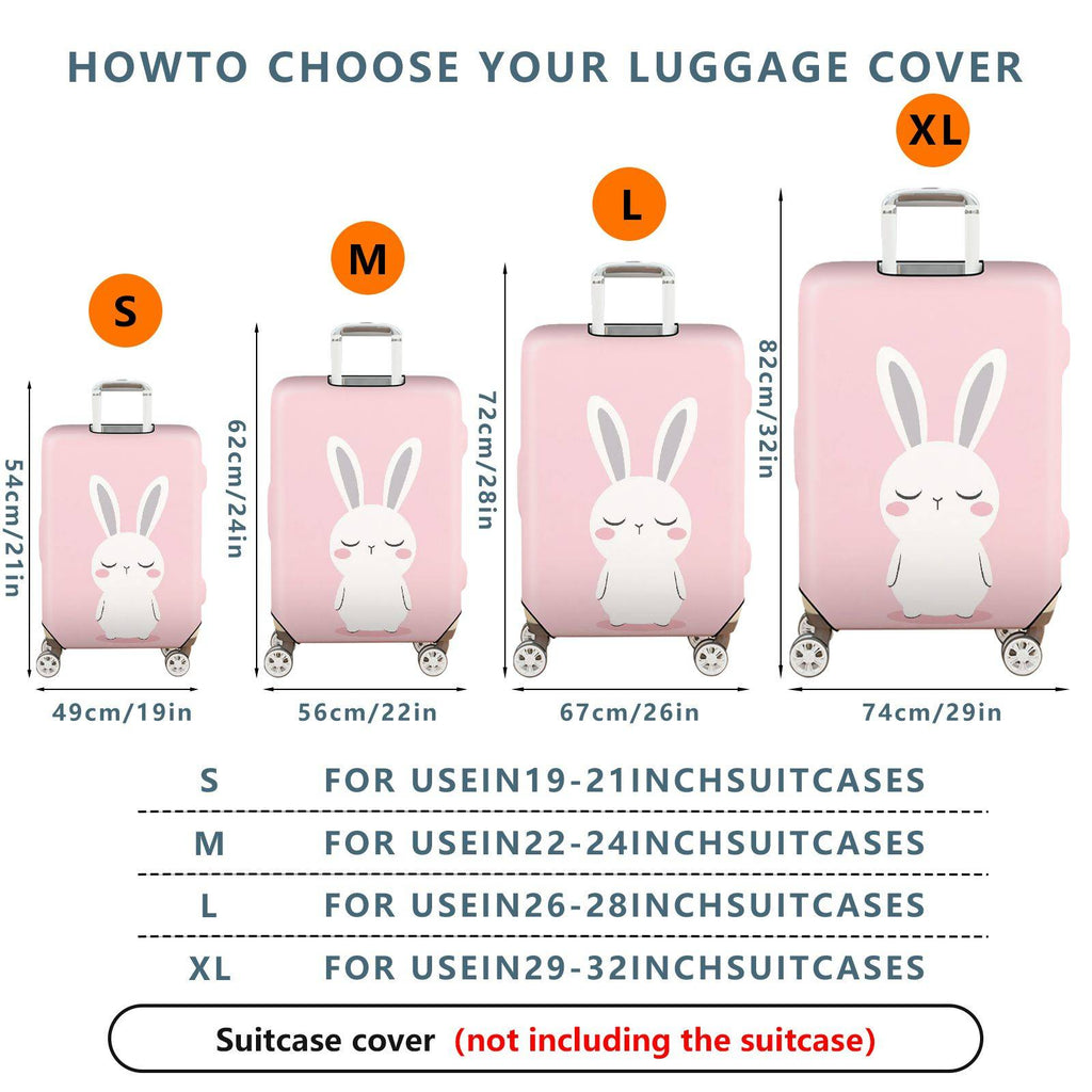 1-Piece Pink Cute Bunny  Animal Travel  Suitcase Luggage Cover, Stretch Protective Sleeve