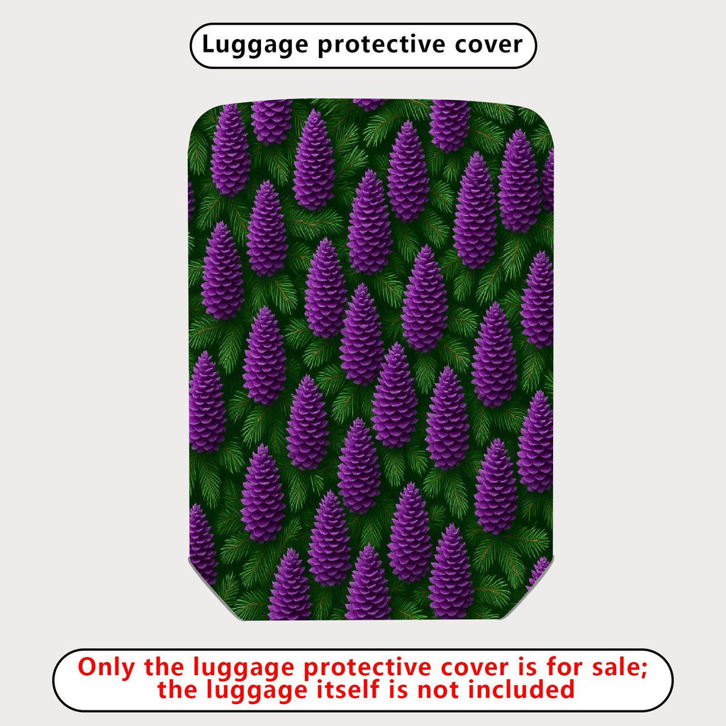 1-Piece Purple Pine Cone Evergreen Holiday Festive Seasonal  Suitcase Luggage Cover, Stretch Protective Sleeve