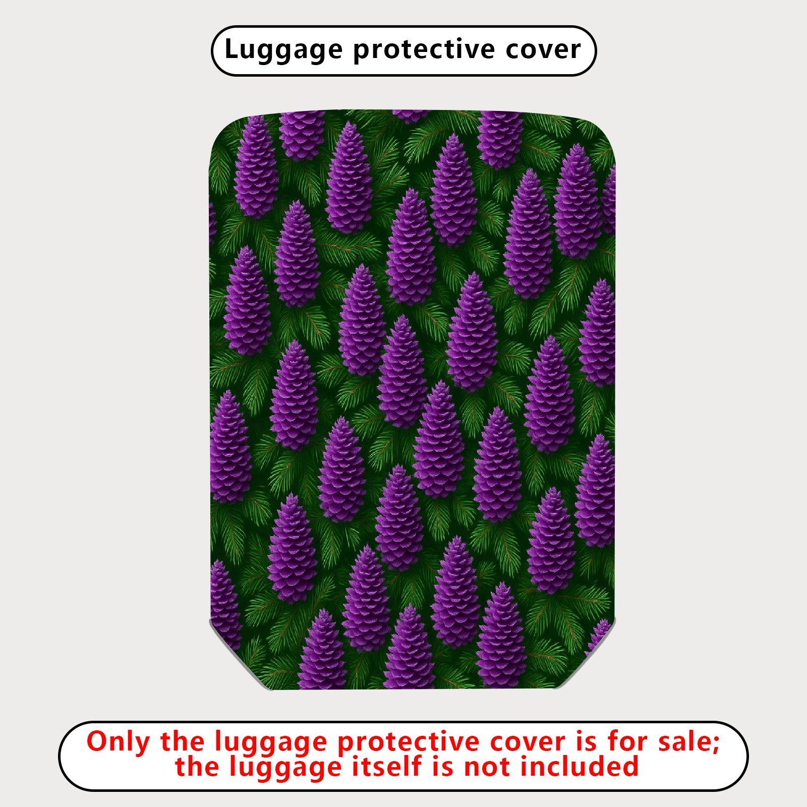 1-Piece Purple Pine Cone Evergreen Holiday Festive Seasonal  Suitcase Luggage Cover, Stretch Protective Sleeve