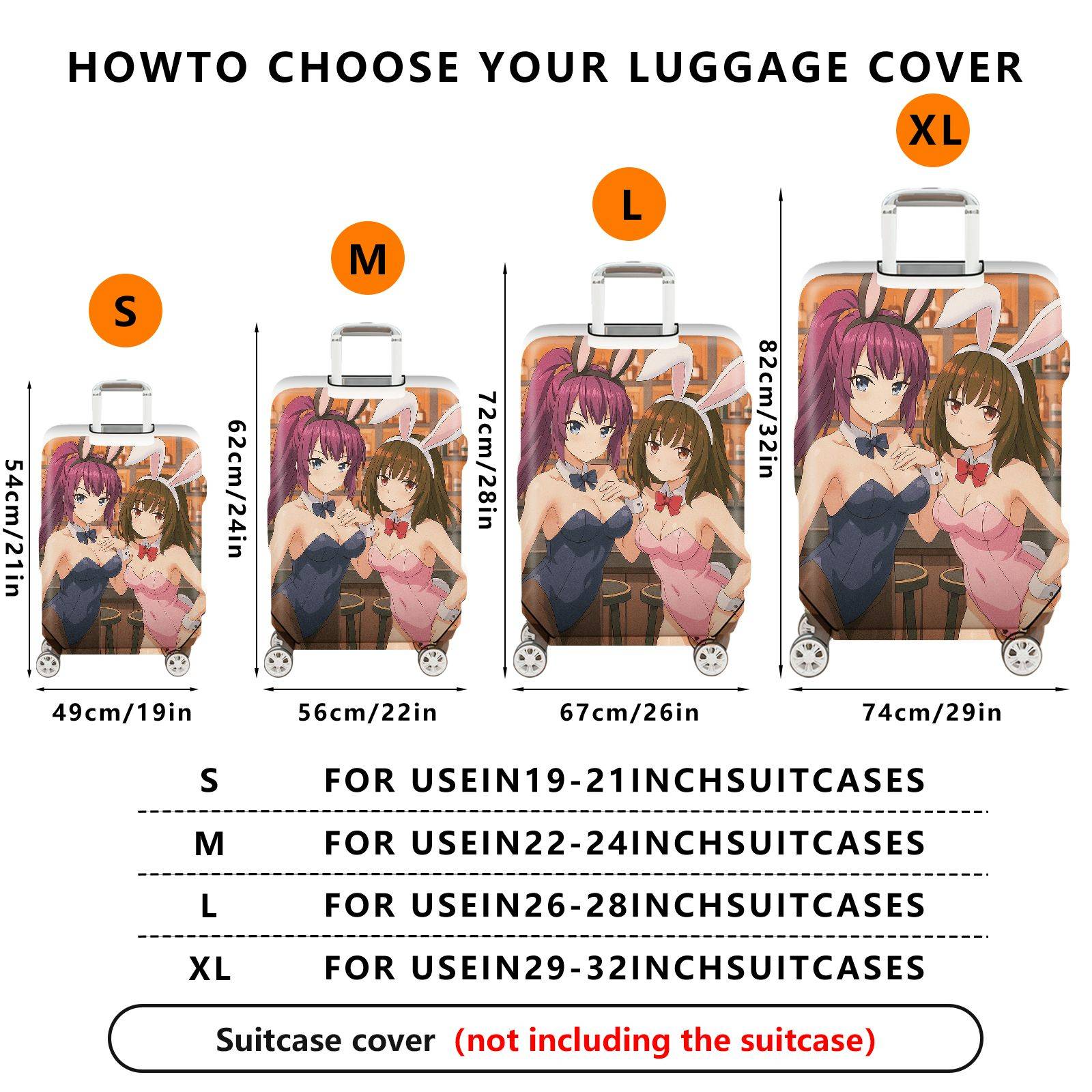 1-Piece Anime Bunny Girl Bar Lounge  Character Decorative  Suitcase Luggage Cover, Stretch Protective Sleeve