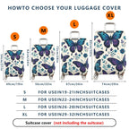 1-Piece Butterfly Floral Blue Purple Artistic Elegant Stylish  Suitcase Luggage Cover, Stretch Protective Sleeve
