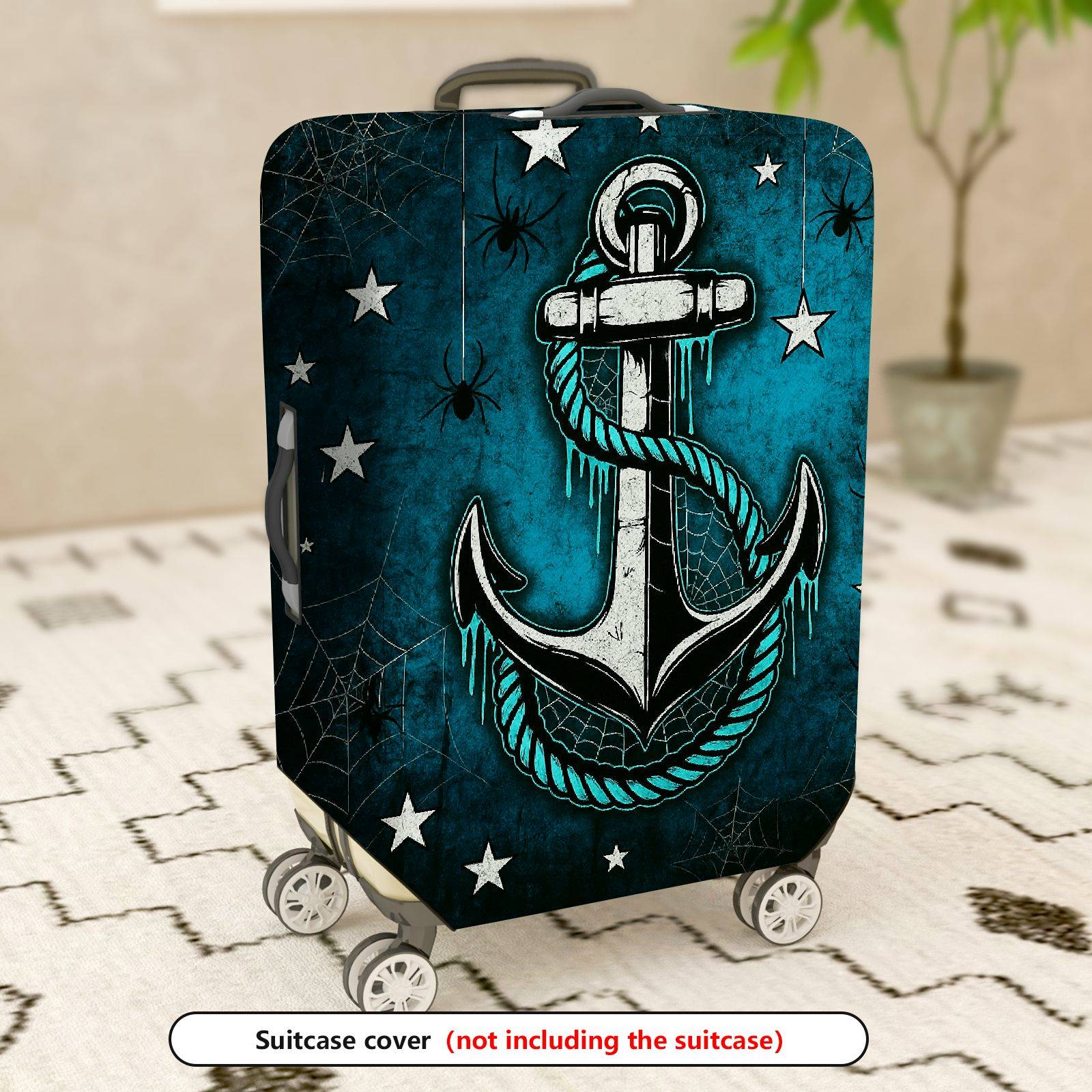 1-Piece Anchor Rope Stars Spider Web Nautical  Suitcase Luggage Cover, Stretch Protective Sleeve
