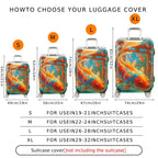 1-Piece Koi Fish Japanese Art Nature Vibrant Floral  Suitcase Luggage Cover, Stretch Protective Sleeve
