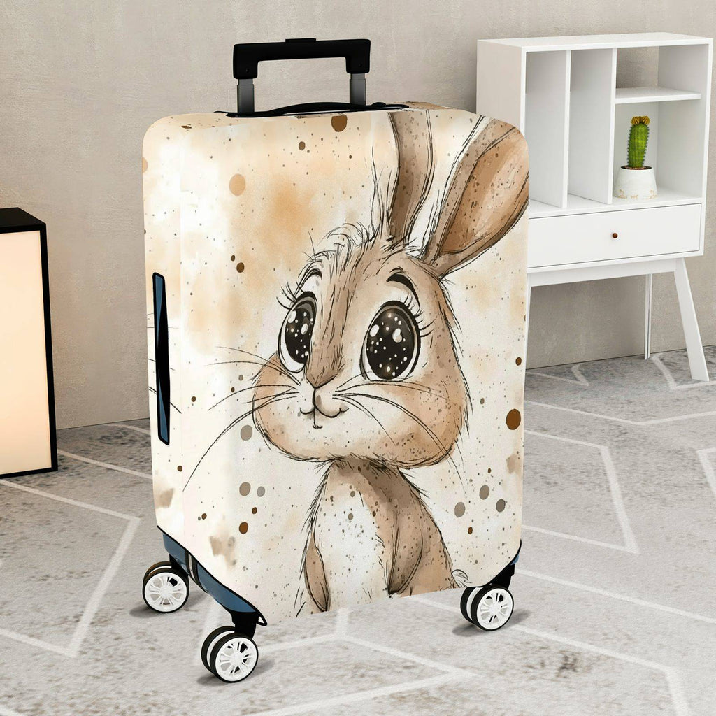 1-Piece Cute Animal  Bunny Polka Dot Watercolor  Suitcase Luggage Cover, Stretch Protective Sleeve