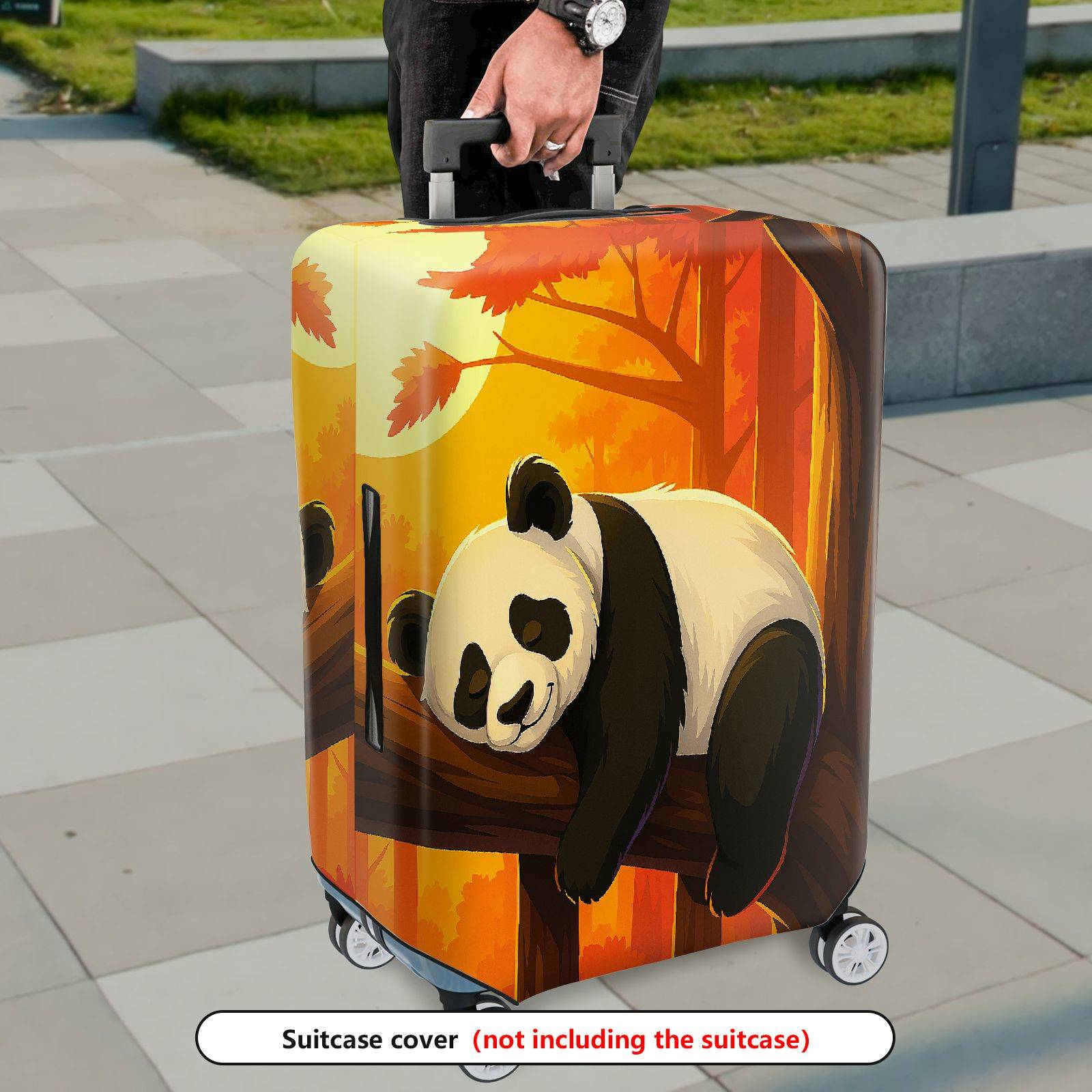 1-Piece Cute  Panda Tree Autumn Nature Luggage  Suitcase Luggage Cover, Stretch Protective Sleeve