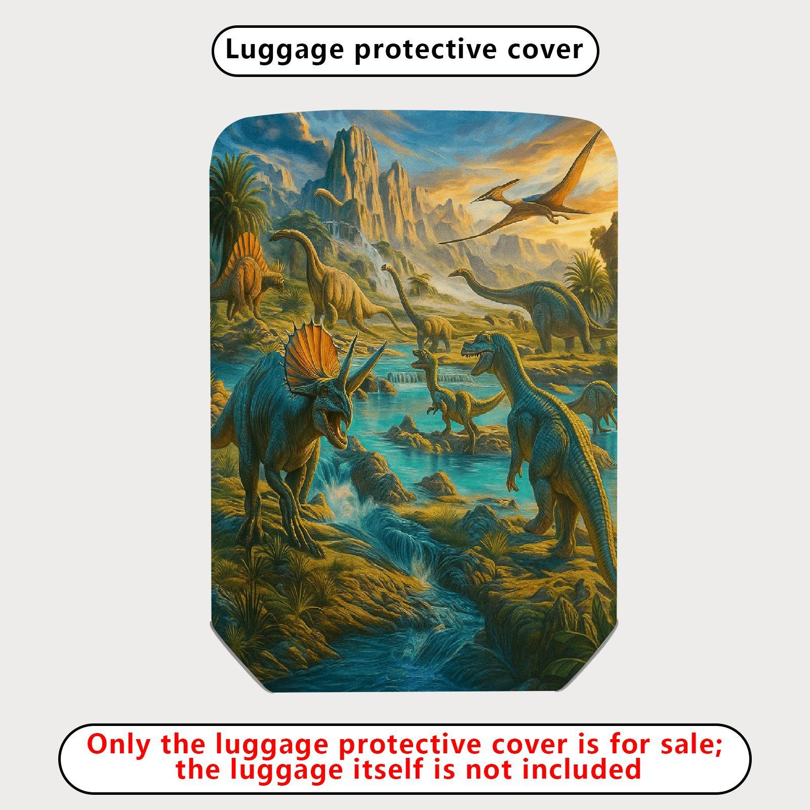1-Piece Prehistoric Dinosaur Landscape Nature Adventure Wilderness Fossil  Suitcase Luggage Cover, Stretch Protective Sleeve