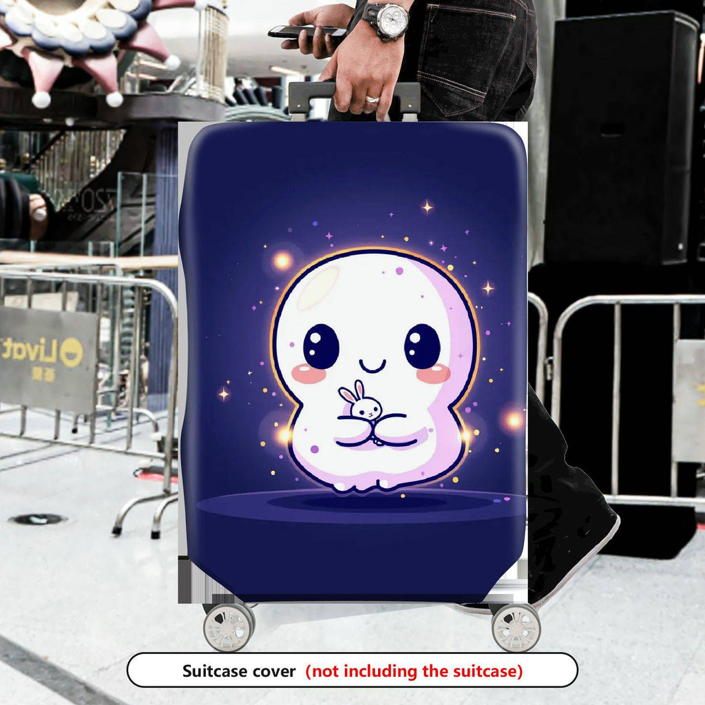 1-Piece Cute Ghost  Purple Starry Night Fantasy  Suitcase Luggage Cover, Stretch Protective Sleeve