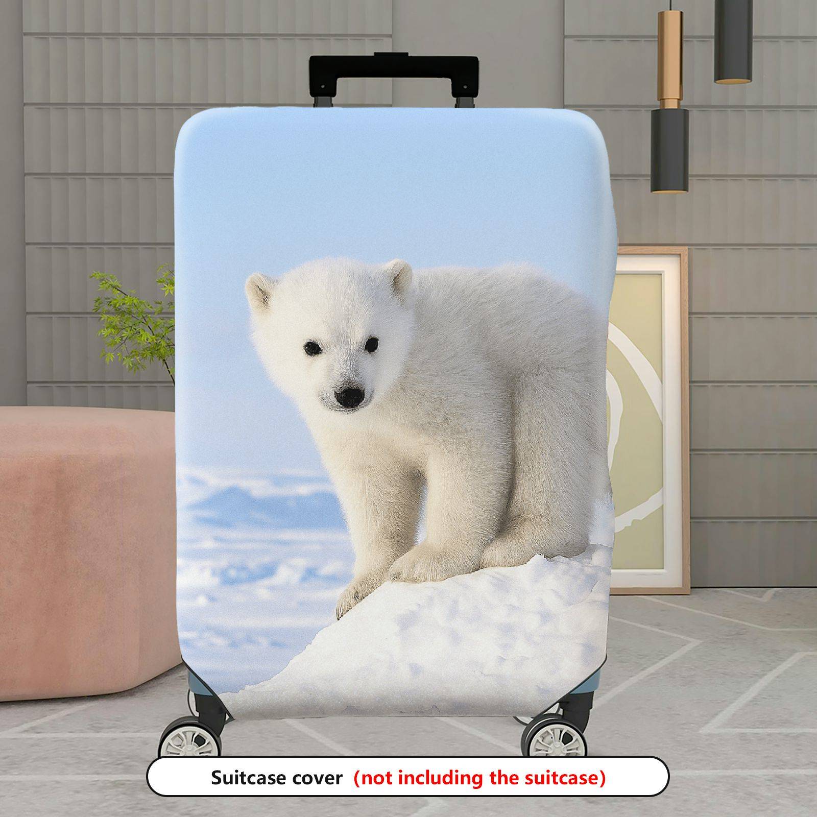 1-Piece Cute Polar Bear Snow Winter Nature Animal White  Suitcase Luggage Cover, Stretch Protective Sleeve