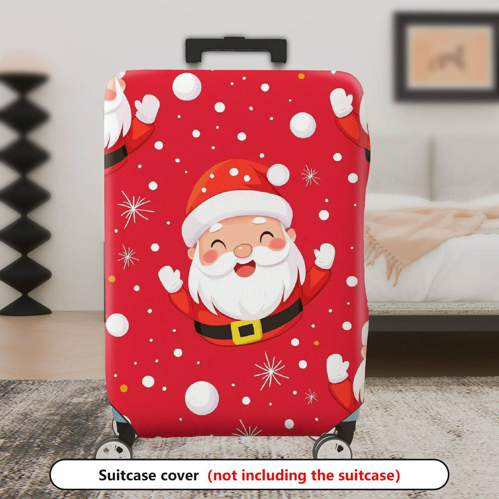 1-Piece Santa Claus Red Snowflakes Holiday Festive Cheer  Suitcase Luggage Cover, Stretch Protective Sleeve
