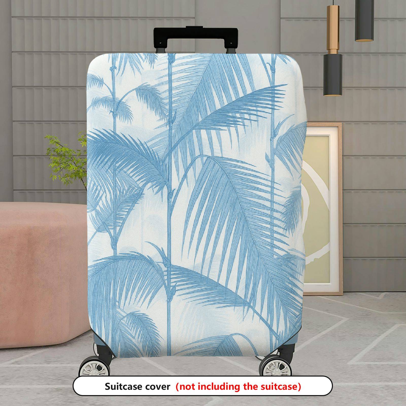 1-Piece Blue Palm Tree Tropical Nature Landscape Artistic Pattern  Suitcase Luggage Cover, Stretch Protective Sleeve