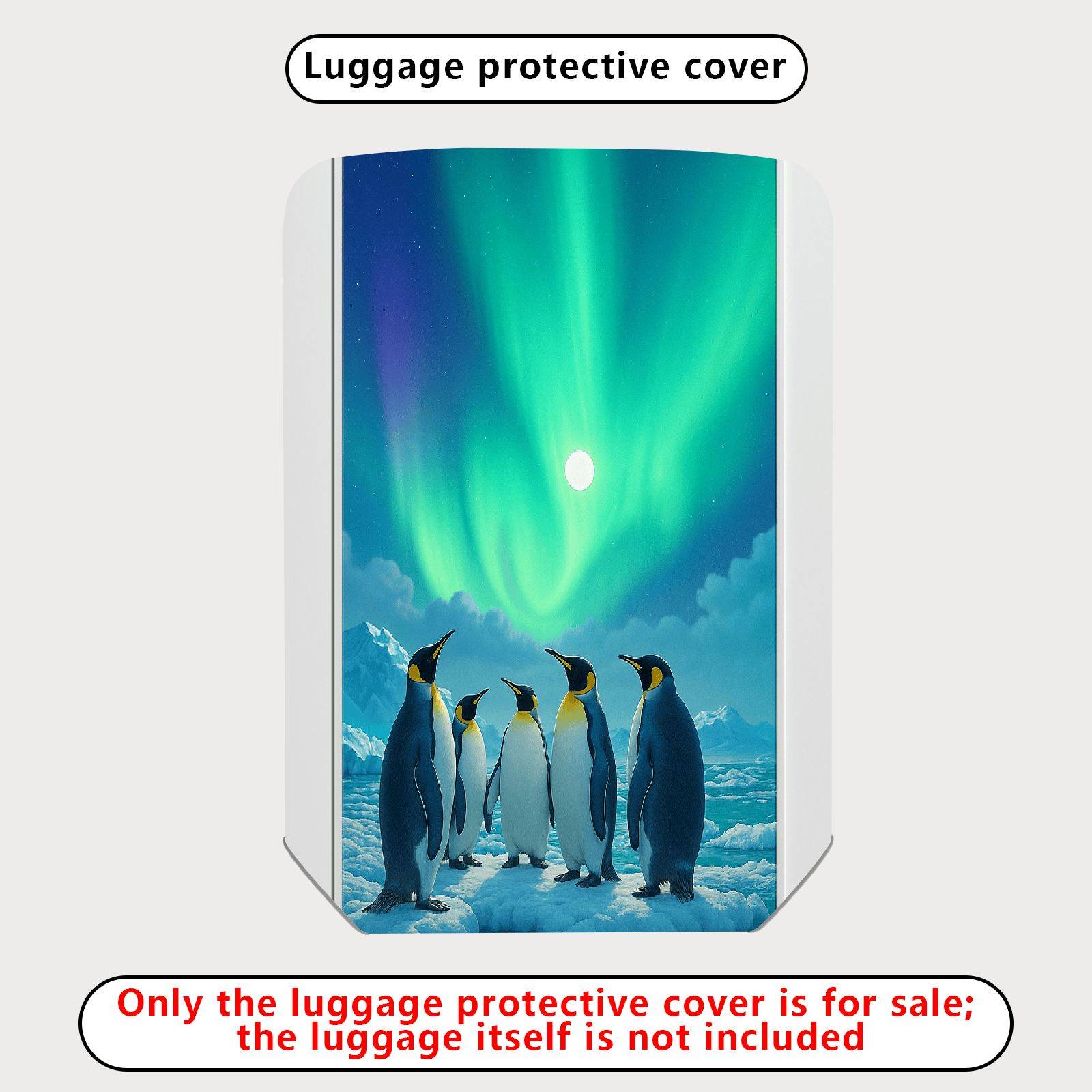 1-Piece Aurora Penguin Ice Landscape Glacier Winter  Suitcase Luggage Cover, Stretch Protective Sleeve