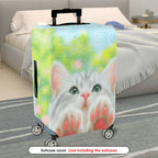 1-Piece Cute Cat Paw Rain Drop Nature Art Colorful  Suitcase Luggage Cover, Stretch Protective Sleeve