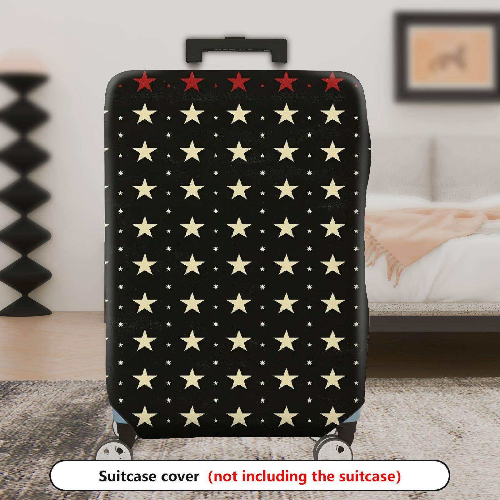 1-Piece Starry Night Black White Cosmic Celestial Elegant  Suitcase Luggage Cover, Stretch Protective Sleeve