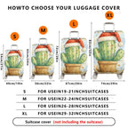 1-Piece Christmas  Green Cactus Festive Decorative Holiday  Suitcase Luggage Cover, Stretch Protective Sleeve