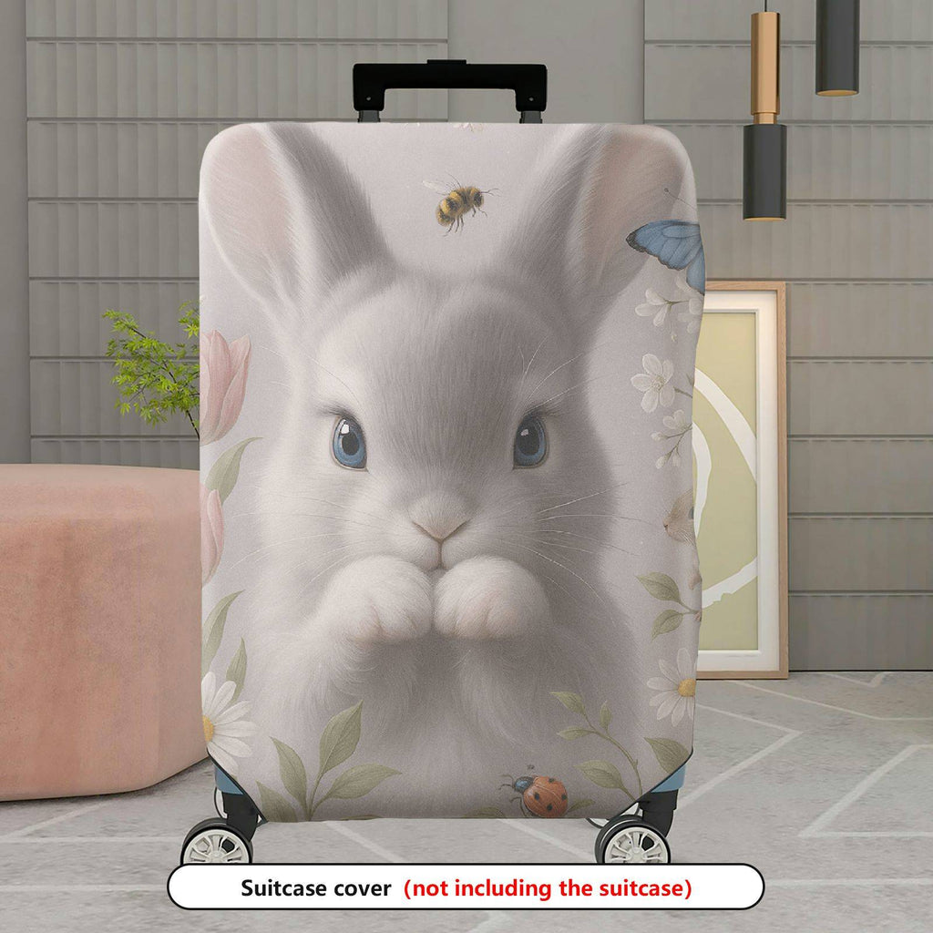 1-Piece Rabbit Floral Nature Butterfly Animal Cute  Suitcase Luggage Cover, Stretch Protective Sleeve